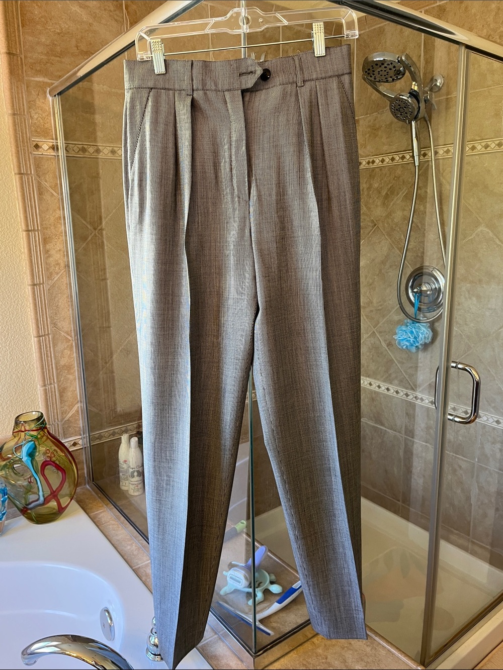 Escada Woman’s Pleated Dress Pants in Light Gray